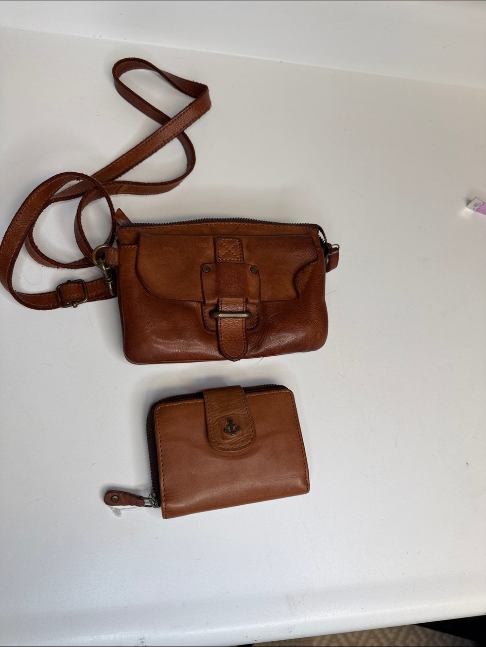 Brown Leather Crossbody Bag and Wallet Set — Casual Everyday Style